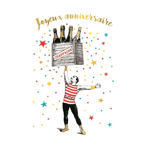 Carte XL Joyeux anniversaire champagne - Cartes d'art